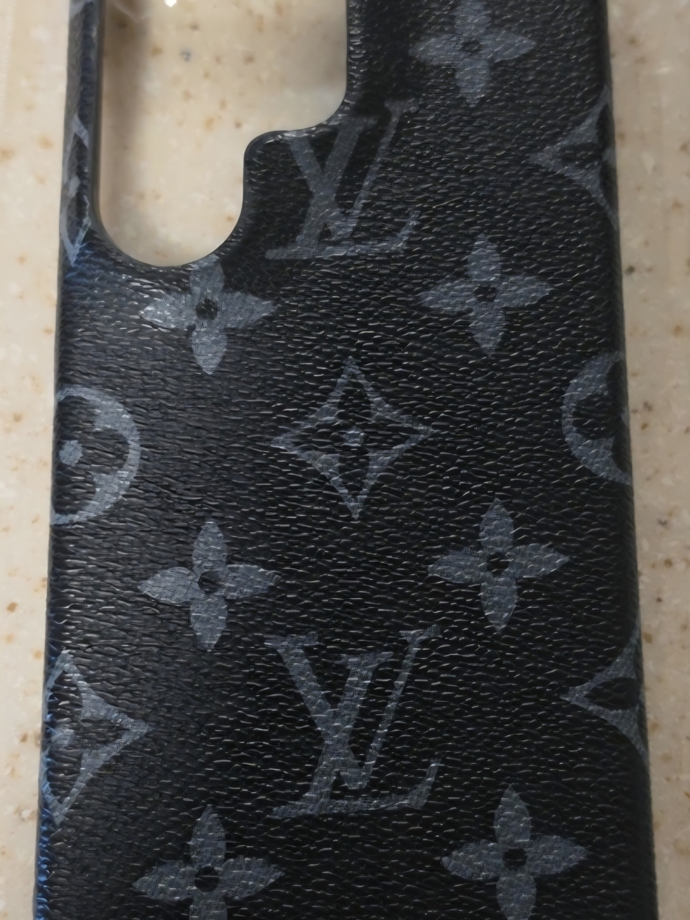 Fashion Phone Case In Black And Gray Pattern Fits An S26 Ultra Phone.